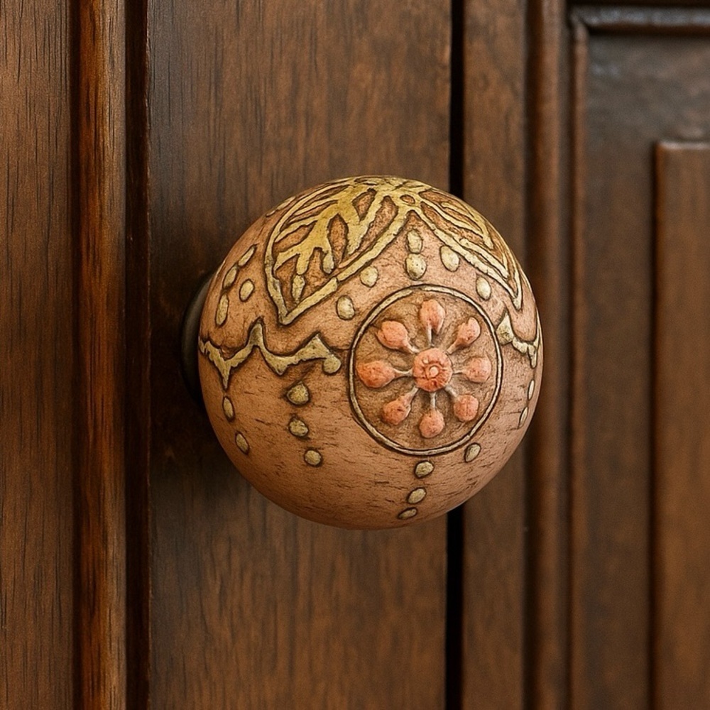 Carved Wooden Cabinet Knob